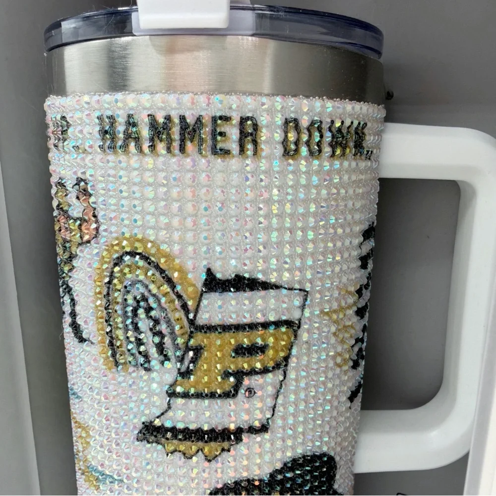 NCAA Purdue Boilermakers Colossal Bling Tumbler With Handle Bedazzled Iridescent